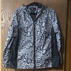 Floral Black and White Women's Rain Jacket